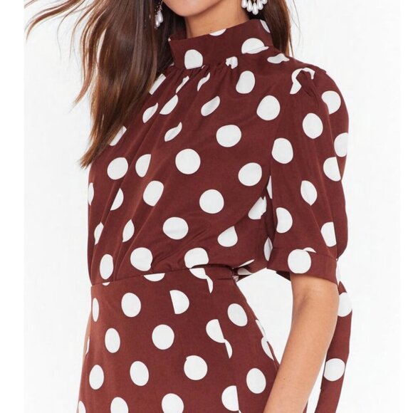 Nasty Gal Tops - 4/$30 Nasty Gal Sorry Is Dot Enough High Neck Tie Bow Blouse SZ 6
